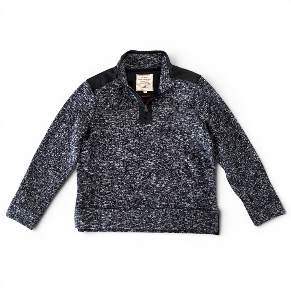 FatFace Marled Quarter Zip Sweater Mens XL Gray Mock Neck Pullover Knit